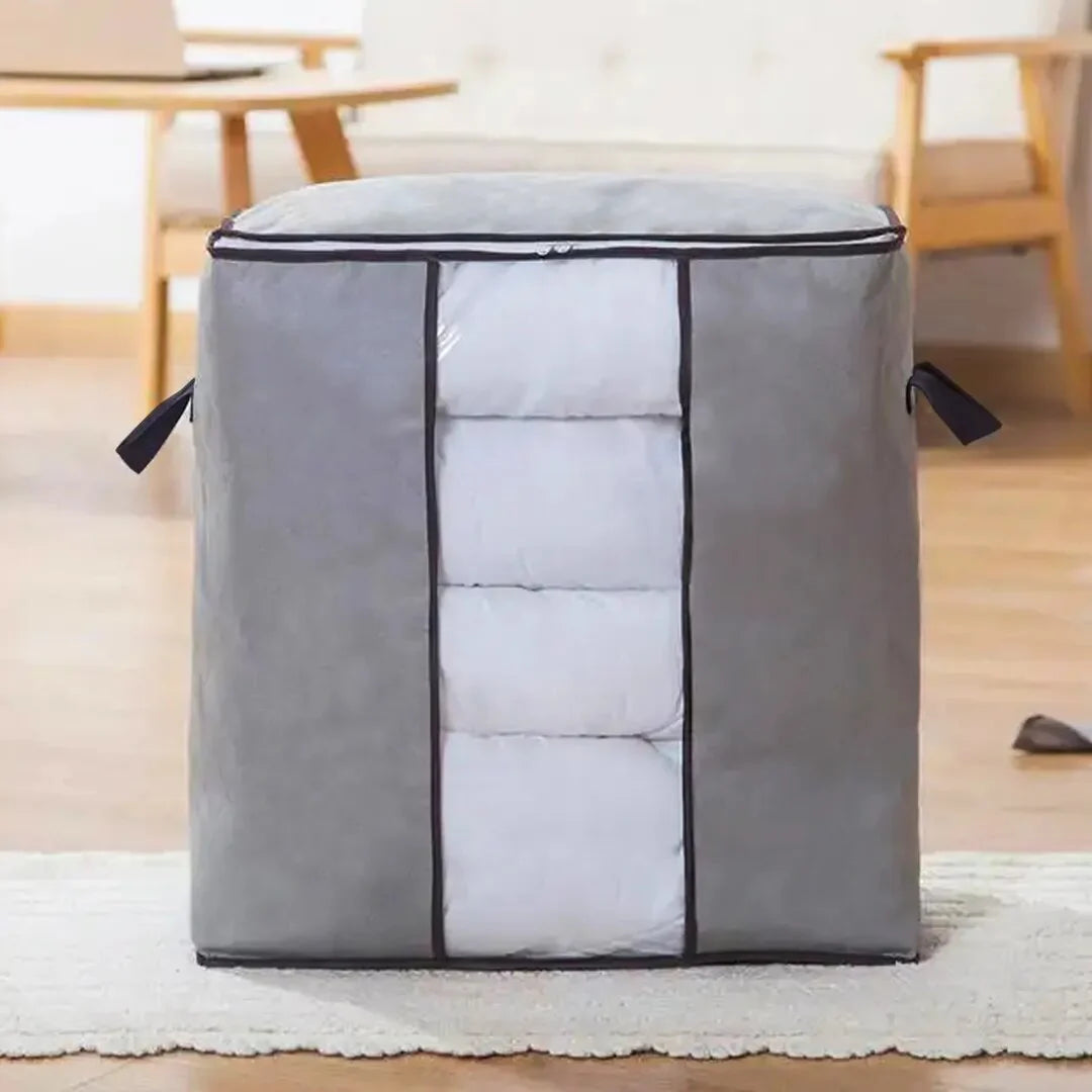 90L Large Storage Bag, Foldable Clothing Storage Container with Zipper and Durable Handle for Clothing, Blankets, Pillows